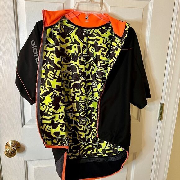 NWOT Men's Giordana Aqua Vento Zip Front Cycling Jersey in Black & Orange MEDIUM - Picture 6 of 8